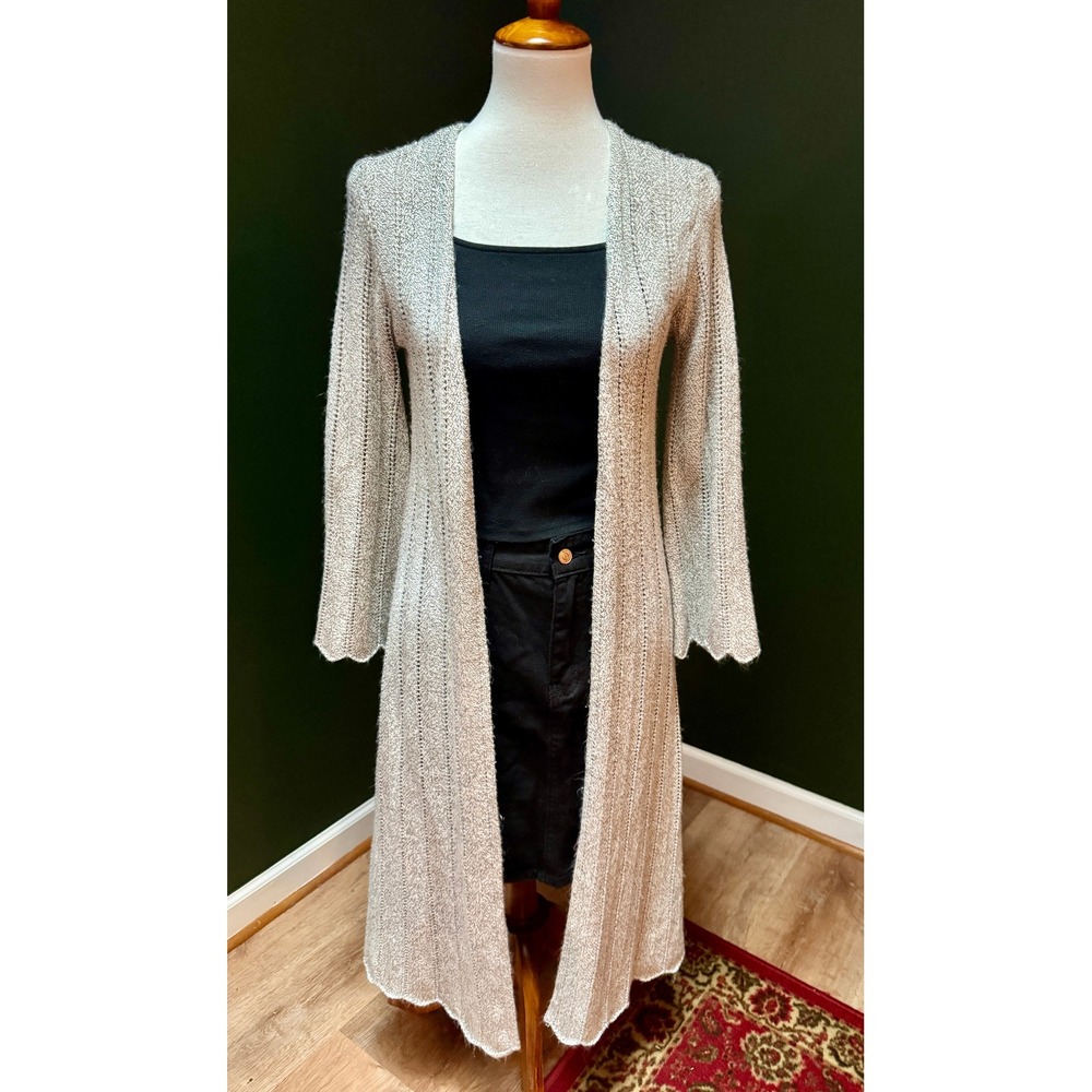 Daisy Fuentes Long Textured Fringe Hem Cardigan‎ Women's L